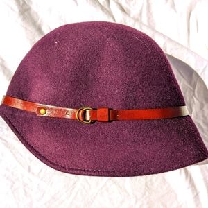 Eggplant Bettina wool Anthropologie cloche 20s hat